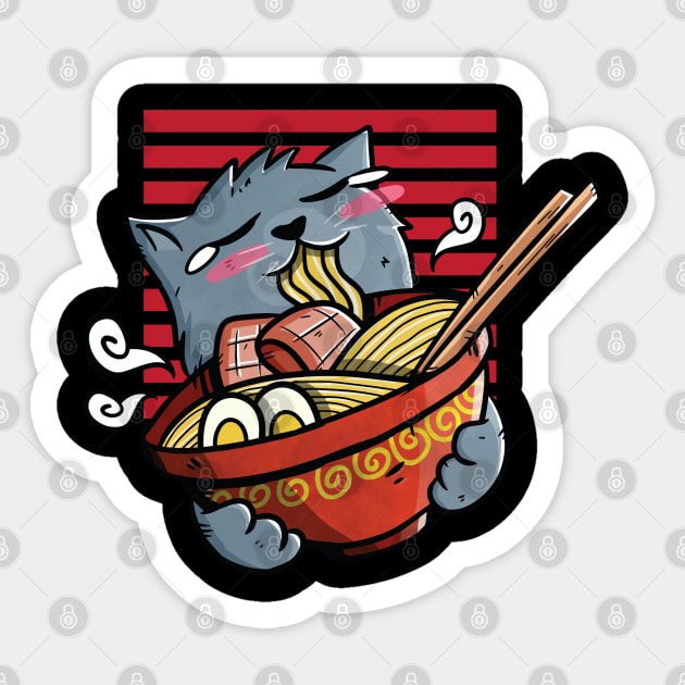 Ramen and a cute Cat Sticker by A Comic Wizard